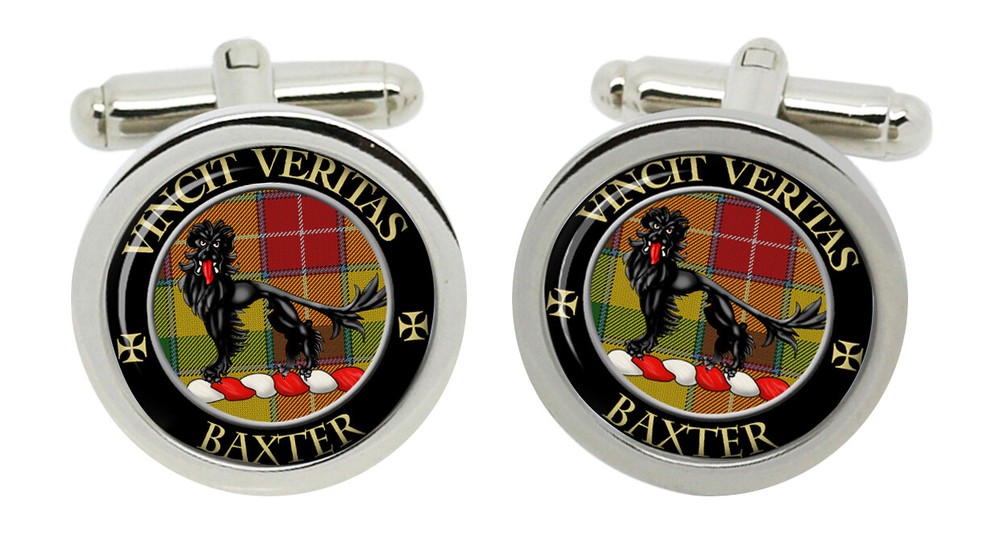 Baxter Scottish Clan Cufflinks in Chrome Box