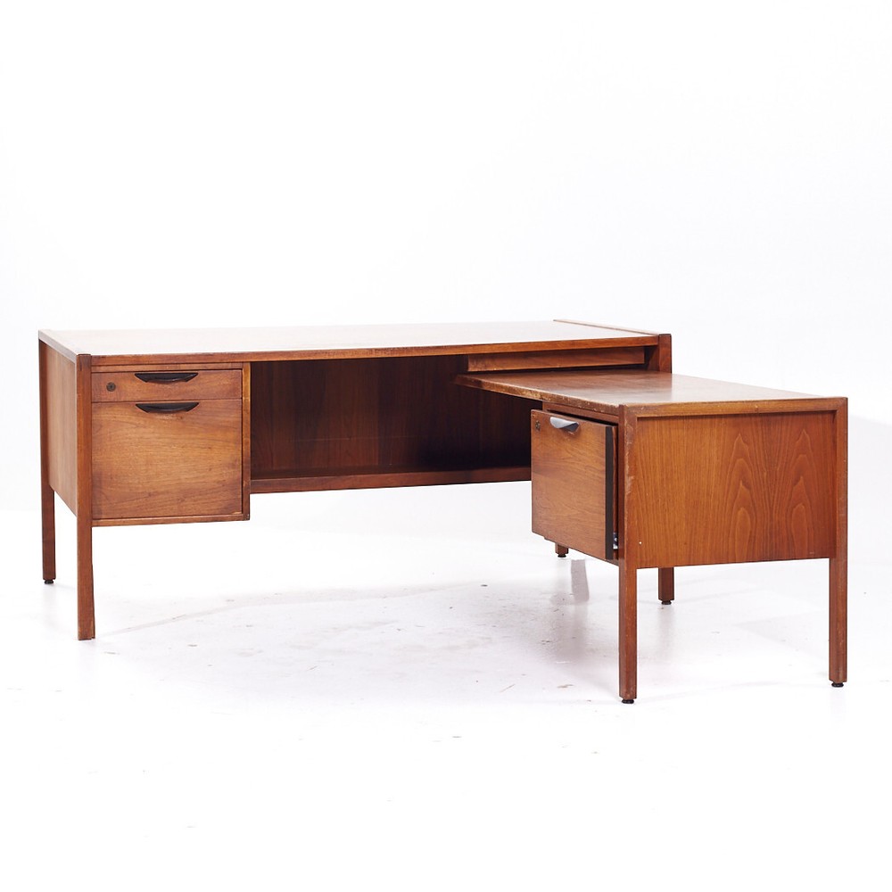 Jens Risom Mid Century Walnut Corner Desk