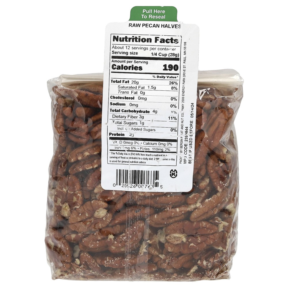 Raw Pecan Halves, 12 oz (340 g)
