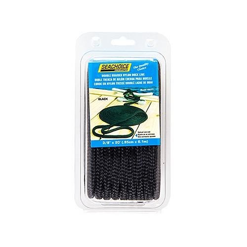 Seachoice Double Braid Nylon Dock Line Black 3/8" x 20'