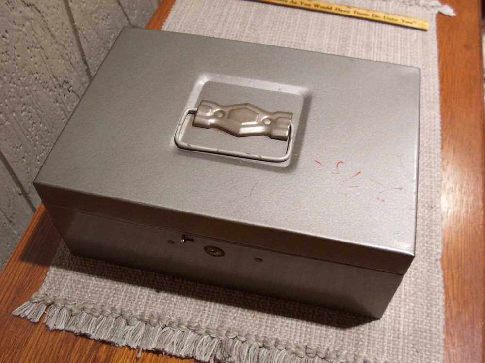 Metal Lock Box Safe Small Security Valuables Storage No Key Working Latch