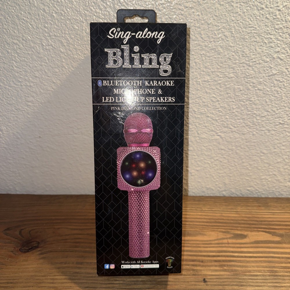 Wireless Express Sing-along Pink Bling Karaoke Microphone Bluetooth Speaker