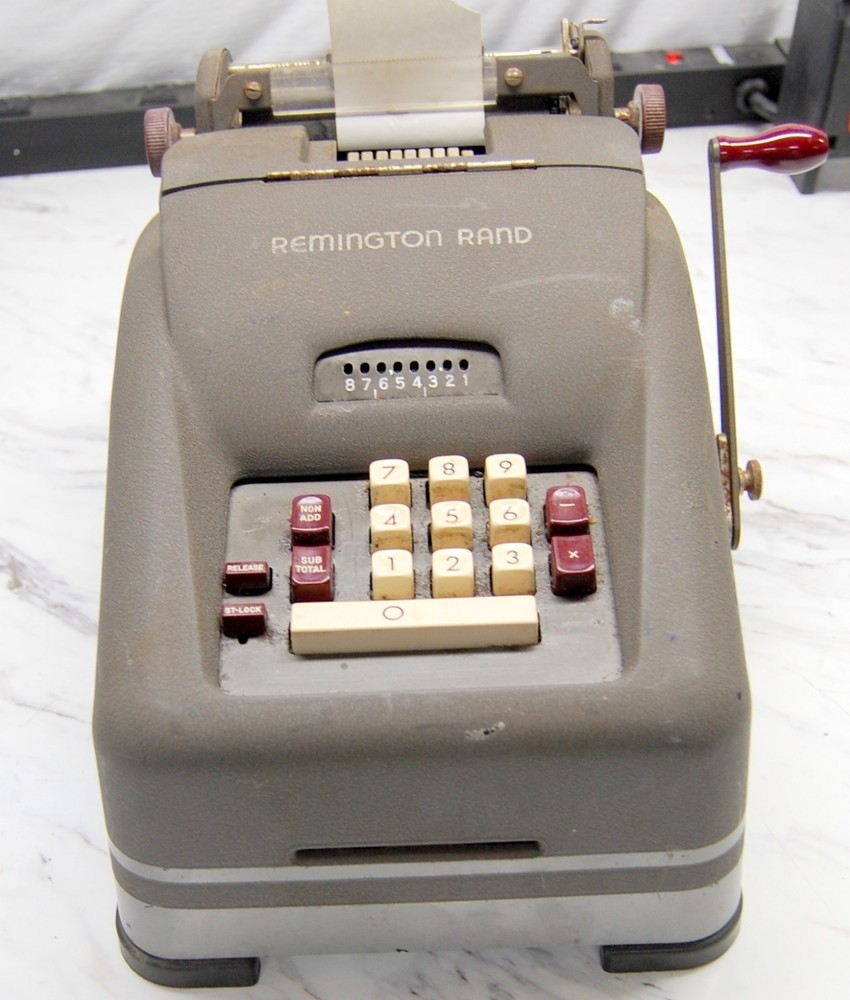 Vintage Remington Rand Hand Crank  Adding Machine