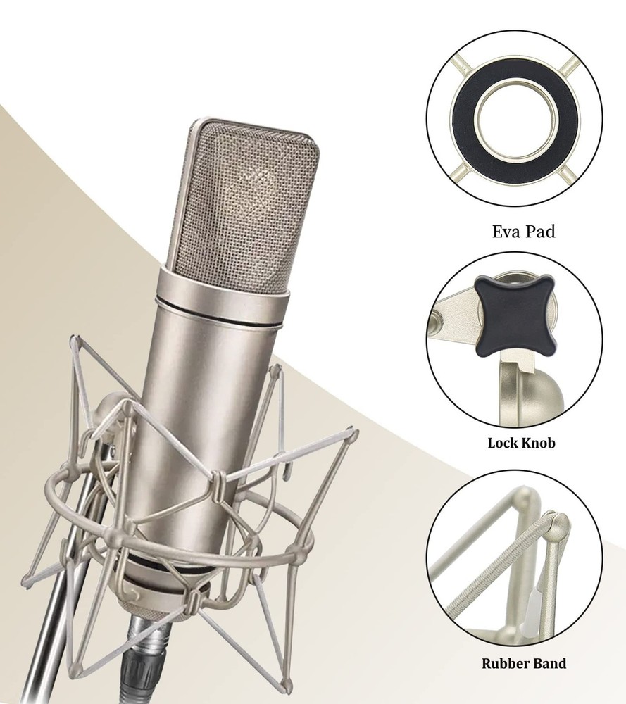 SUUNTOK Microphone Shock Mount Compatible with U87 Ai, Champagne