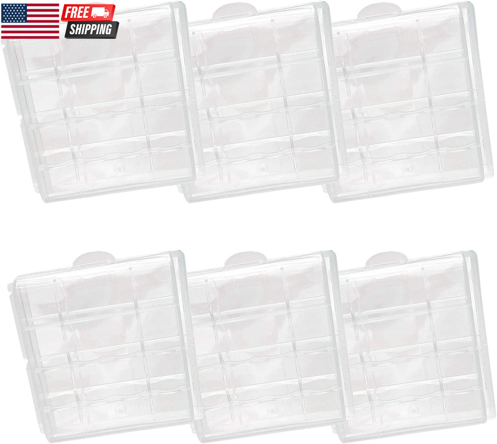 Battery Storage Case for AA/AAA, Battery Holder Box (6Pack Clear)