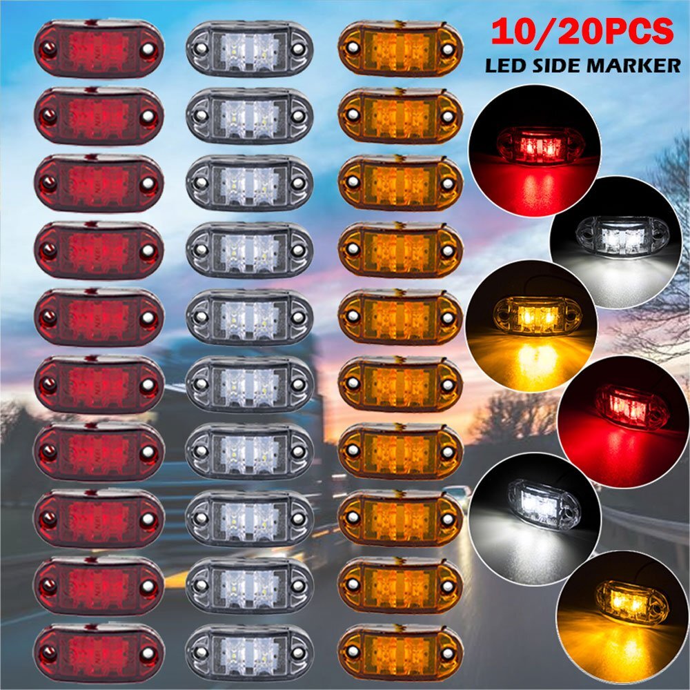 10x Red/Amber LED Side Marker Lights Indicators RV Camper Trailer Truck Running