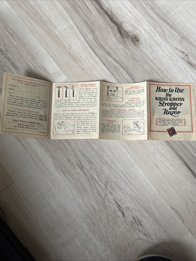 1920's Kriss Kross Stropper Razor Blade Sharpener/Box & Instructions
