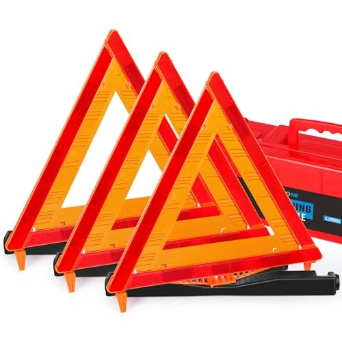 Safety Triangles DOT Approved, 3 Pack Foldable Warning Reflective 17inch