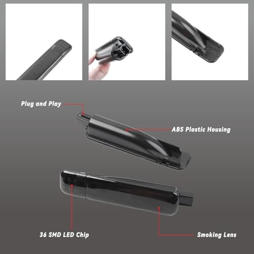 4PCS LED Interior Door Panel Courtesy Warning Lights 4pcs Smoking Black