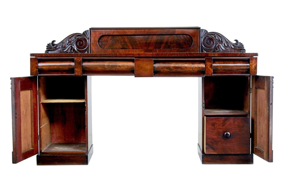 19TH CENTURY WILLIAM IV MAHOGANY PEDESTAL SIDEBOARD