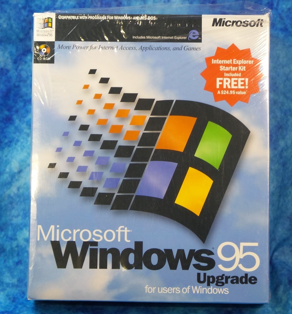 Microsoft Windows 95 Upgrade CD Box version w/ CD & Key & IE Starter Kit, AOL