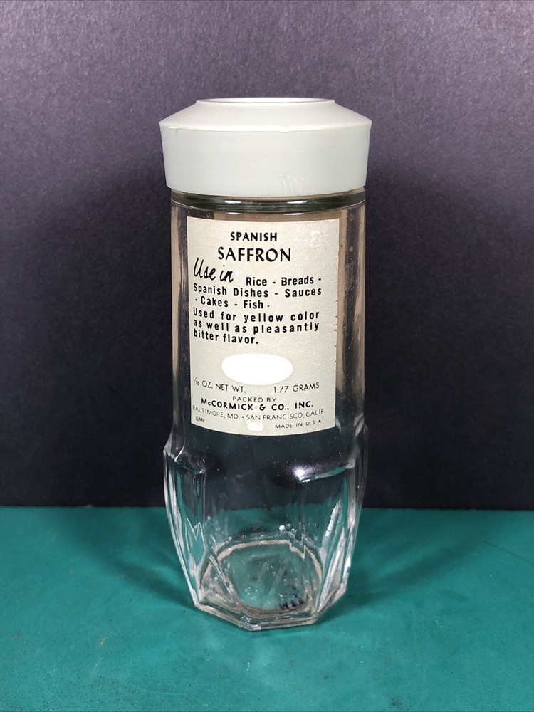 Vintage McCormick | Spanish Saffron | Spice Jar | Green Lid | Empty