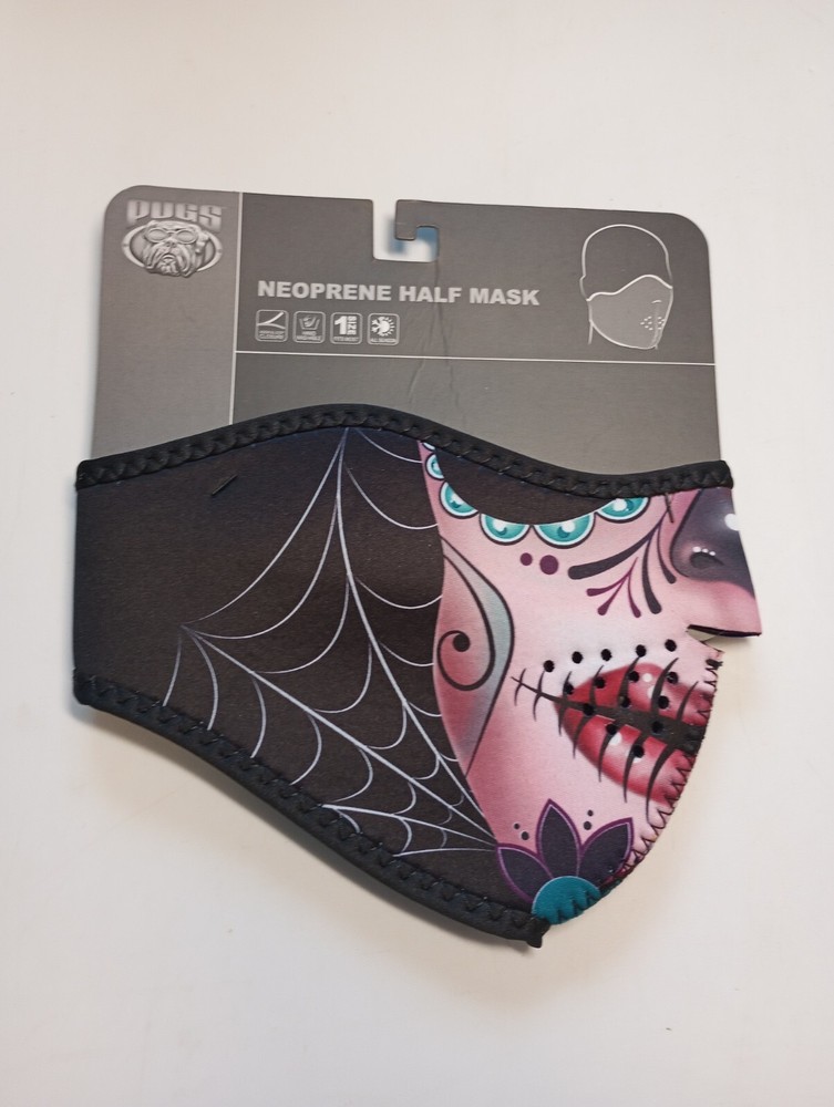Sugar Skull Pattern Neoprene Half Mask Zan Headgear with Tags