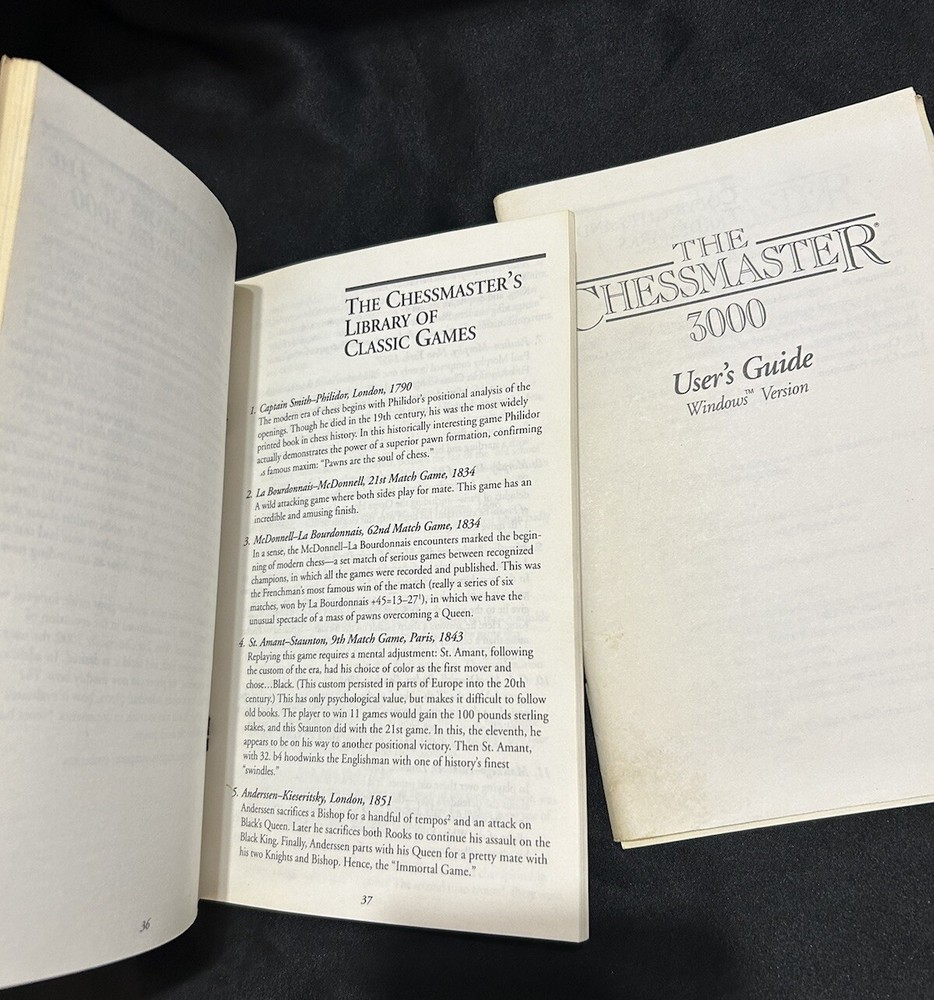 Vtg The Chessmaster 3000 Owners Manual & User’s Guide Software Windows Version