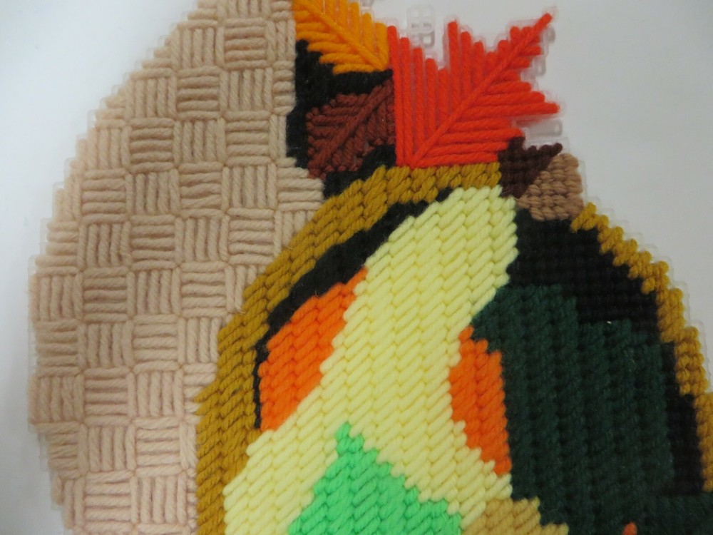 Plastic Canvas THANKSGIVING Completed Project Needlework 12" x 8" CORNUCOPIA