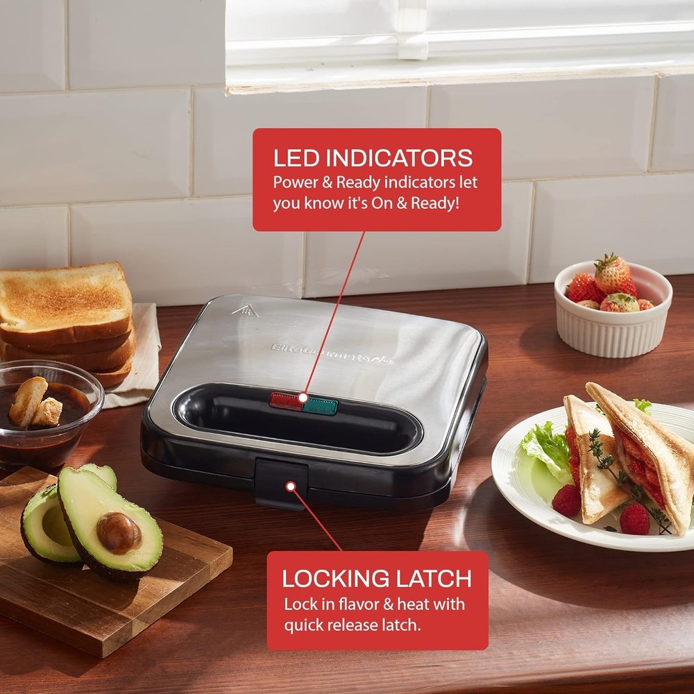 Versatile Non-Stick 2-Slice Grilled Cheese Maker - Perfect for Quick Meals