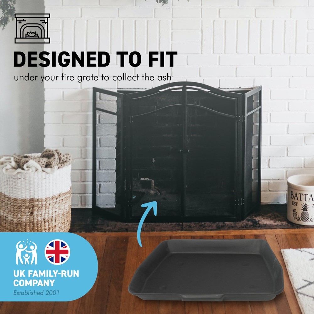 Traditional Ash Pan - 28cm (11") Rectangular, Black Steel, Ideal for Standard...