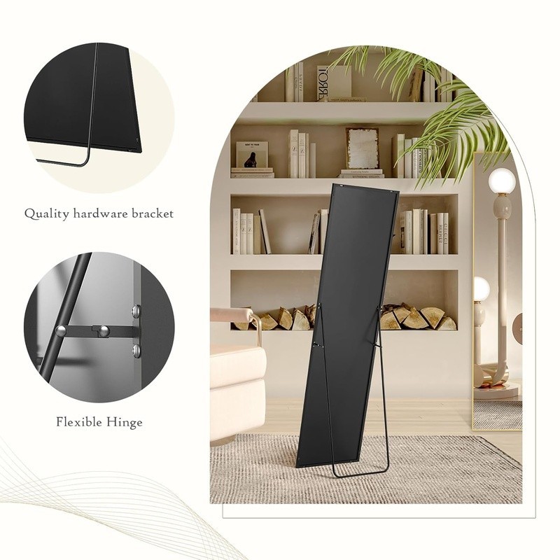 Full Length Mirror Freestanding Wall Mount Shatter Resistant Glass Durable Frame
