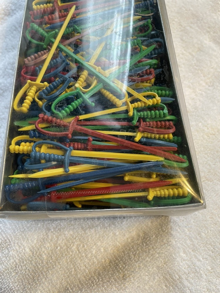 NOS Hundreds! Thousands? PLASTIC SWORD PICKS Cocktail Drinks FREE SHIP 3”