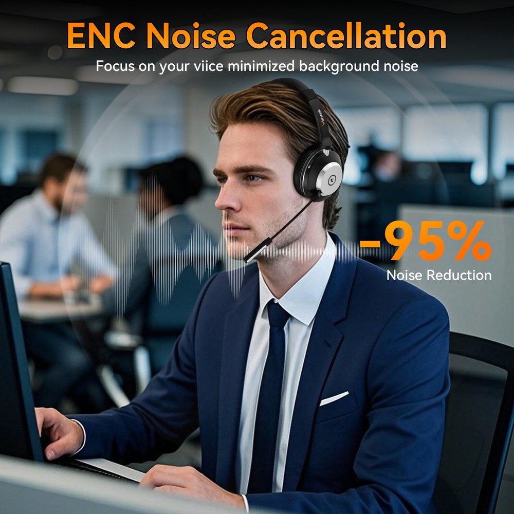 Bluetooth Earpiece with Microphone USB Dongle Wireless Headset for PC/Phone