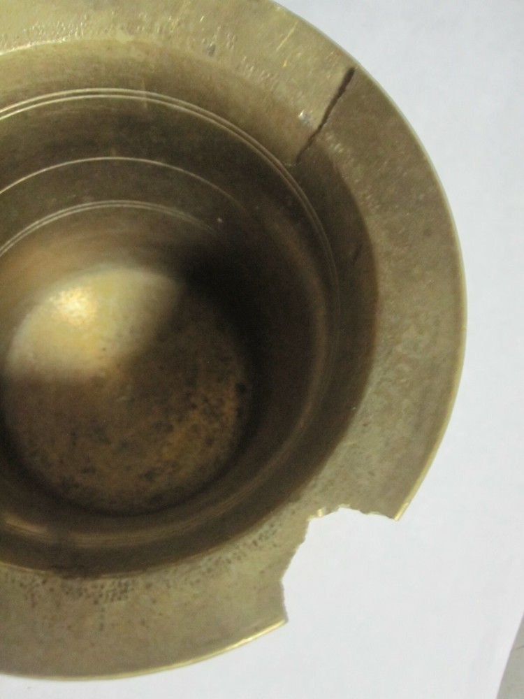 brass mortar Chemist apothecary grinding cup 2 handled