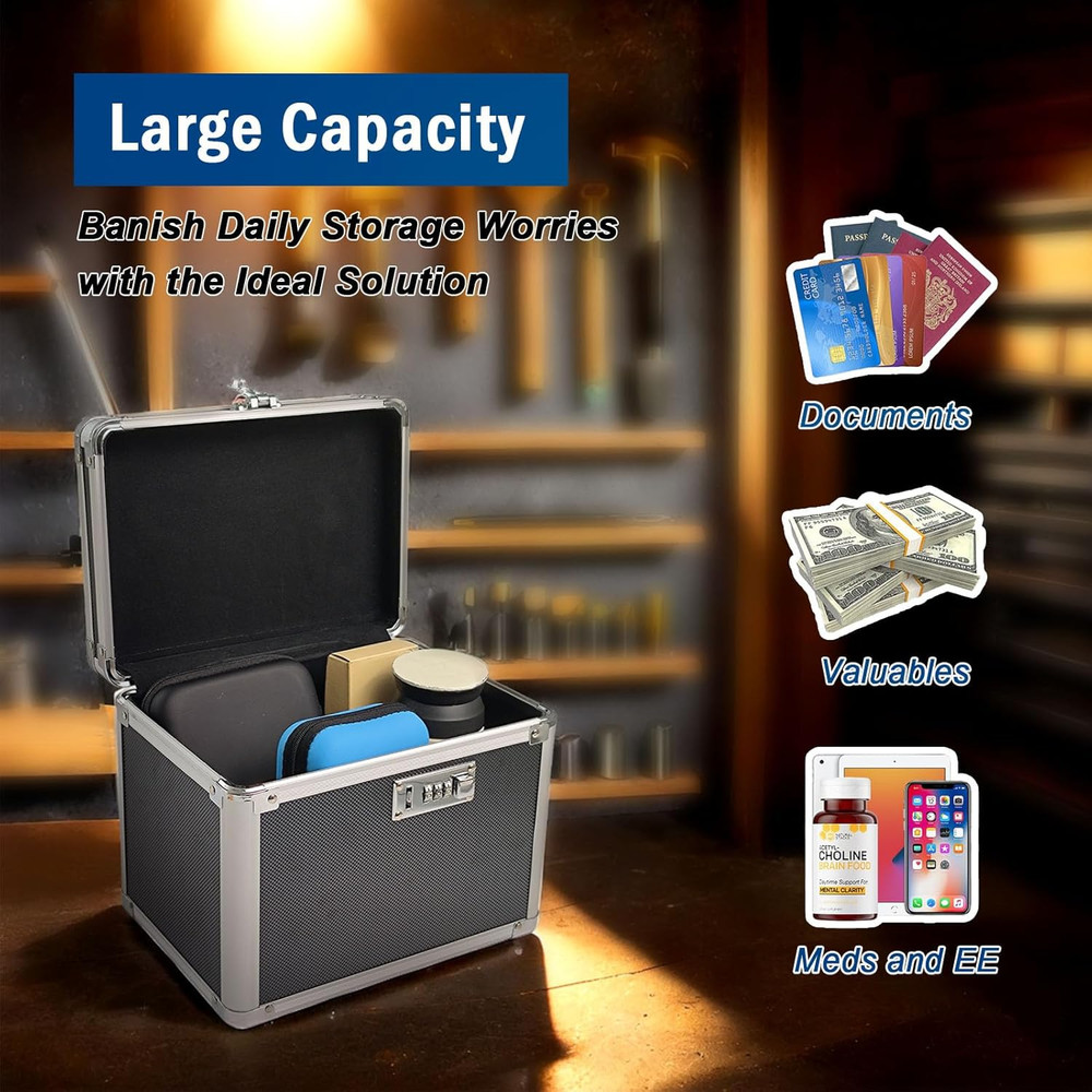 lock box with code, Large Lock Box for Storing Medications & Valuables with Code