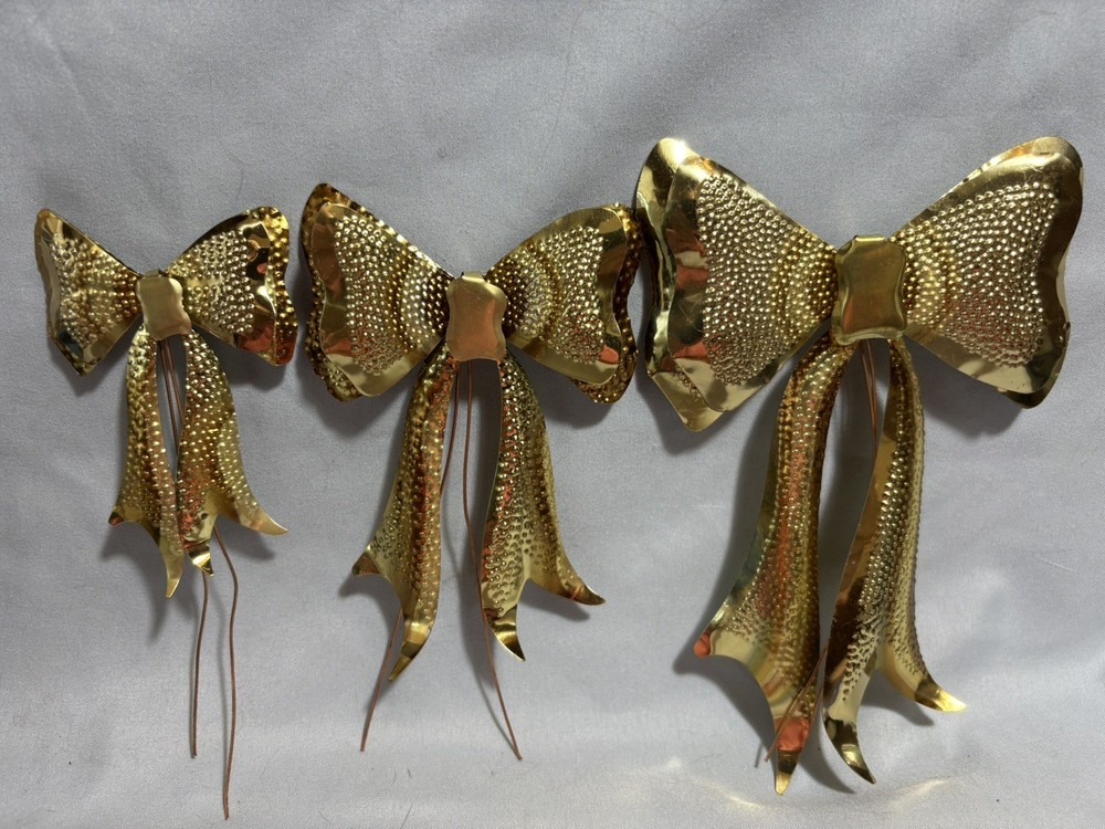 3 Tin Metal Decorative Gift Package Bows