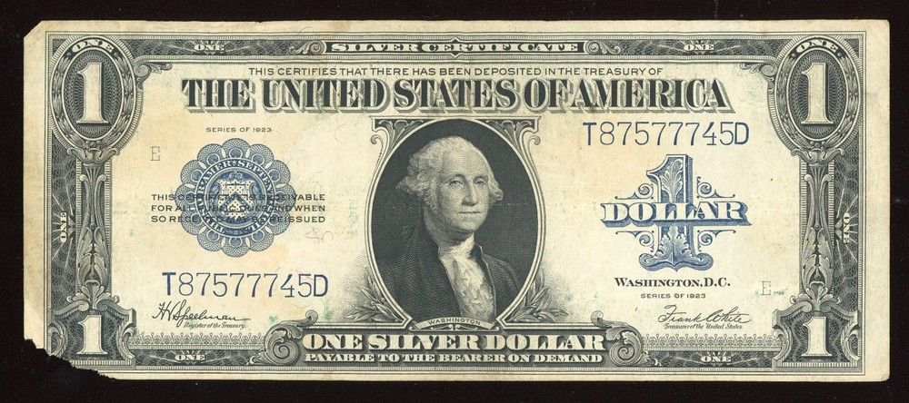 1923 Large Size Silver Certificate $1 Horseblanket Note