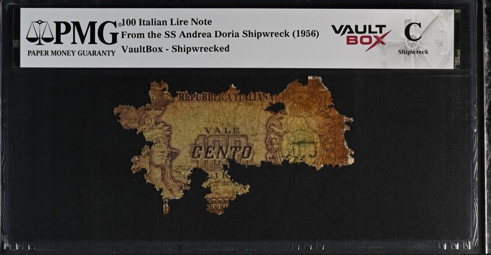 100 Italian Lire Note VaultBox-Shipwrecked SS Andrea Doria