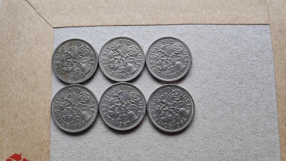 Sixpence Coins 1960-67 United Kingdom