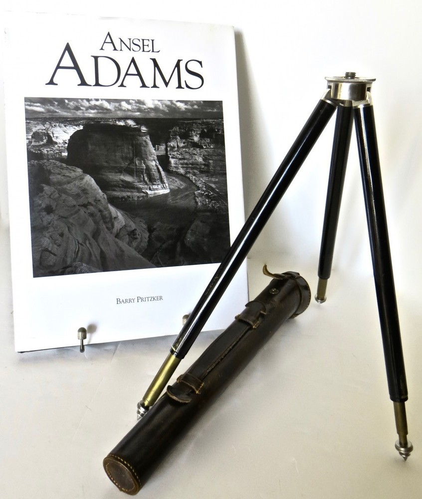 Vintage Miniature German Variable Camera Tripod 1920s with Ansel Adams Book