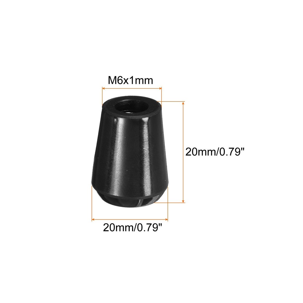 M6x20mm Female Threaded Hand Knobs Tapered Insert Handles for Mechanical, 4Pcs