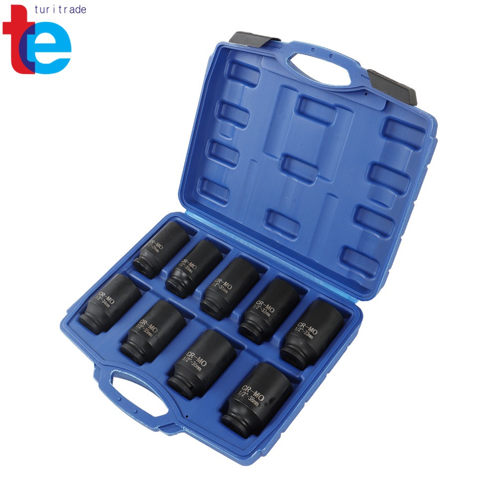 Deep Impact Socket Set 9Pcs 1/2" Drive Metric Axle Hub Nut Socket 29-38mm