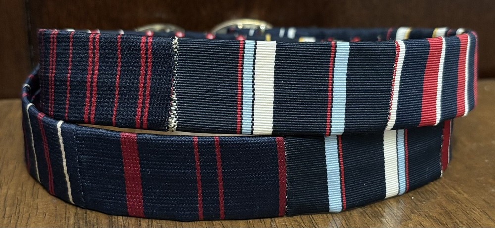 Patchpoint Ribbon Belt Sz 32 Adjustable 1”Wide 2pc Bkl VGUC
