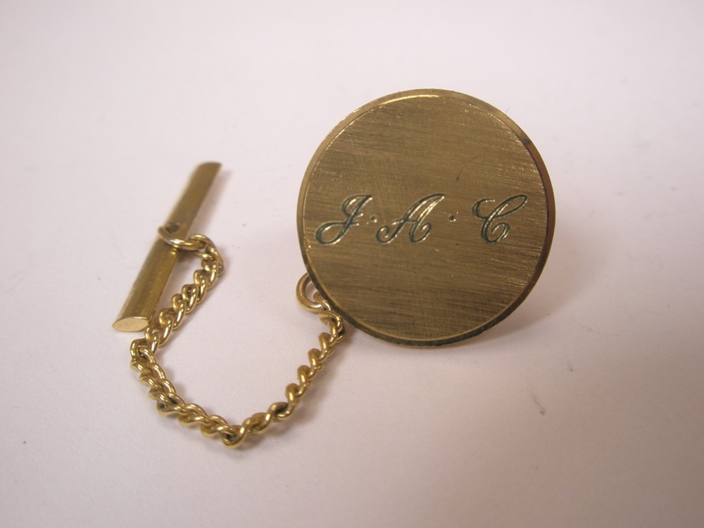 JAC Monogram Initial Letter Vintage ANSON Mesh Wraparound Cuff Links & Tie Tack