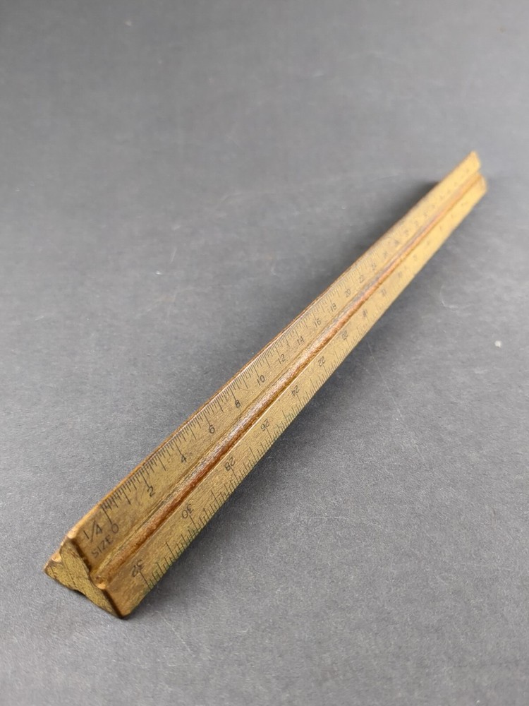Dietzgen Wooden 3-Sided Triangular Scale Drafting Ruler USA VTG