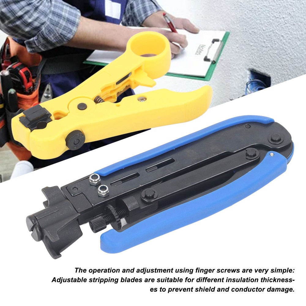 Coaxial Cable Crimping Pliers Combination Tool Adjustable Coax Stripper New