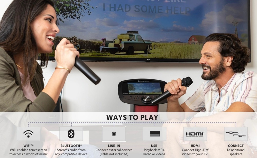 Singing Machine Ultimate Karaoke Party System with Vocal Removal & Charging Mics