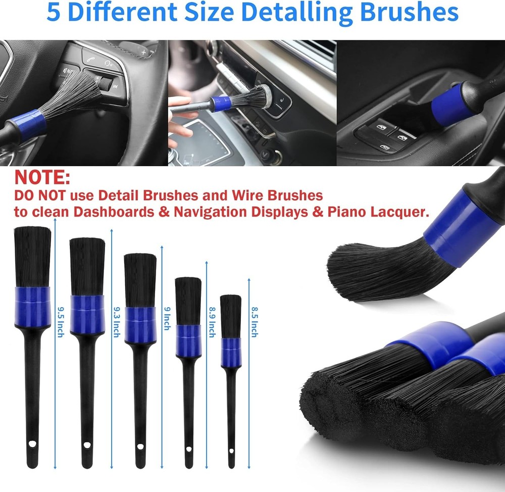 22 Pcs Ultimate Car Detailing Brush Set Drill Not Include