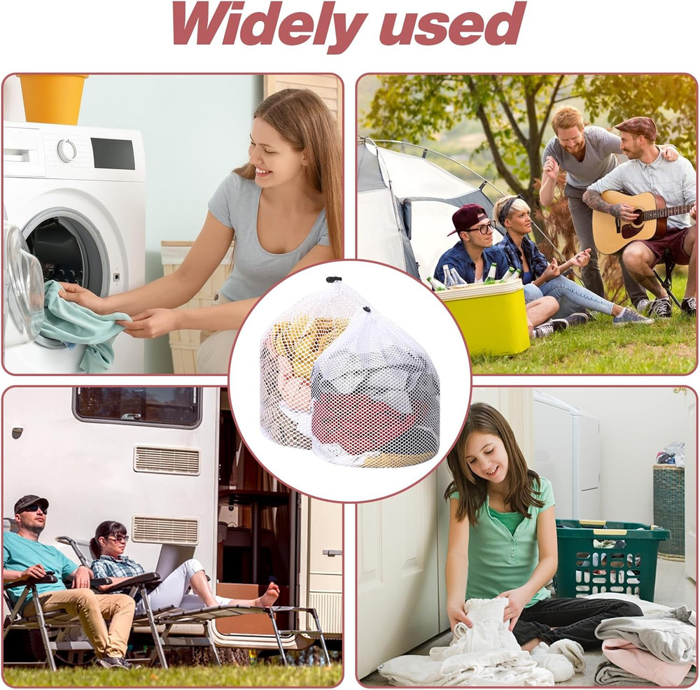 2Pcs Mesh Laundry Bags for Socks, Machine Washable Drawstring Design Mesh Laund