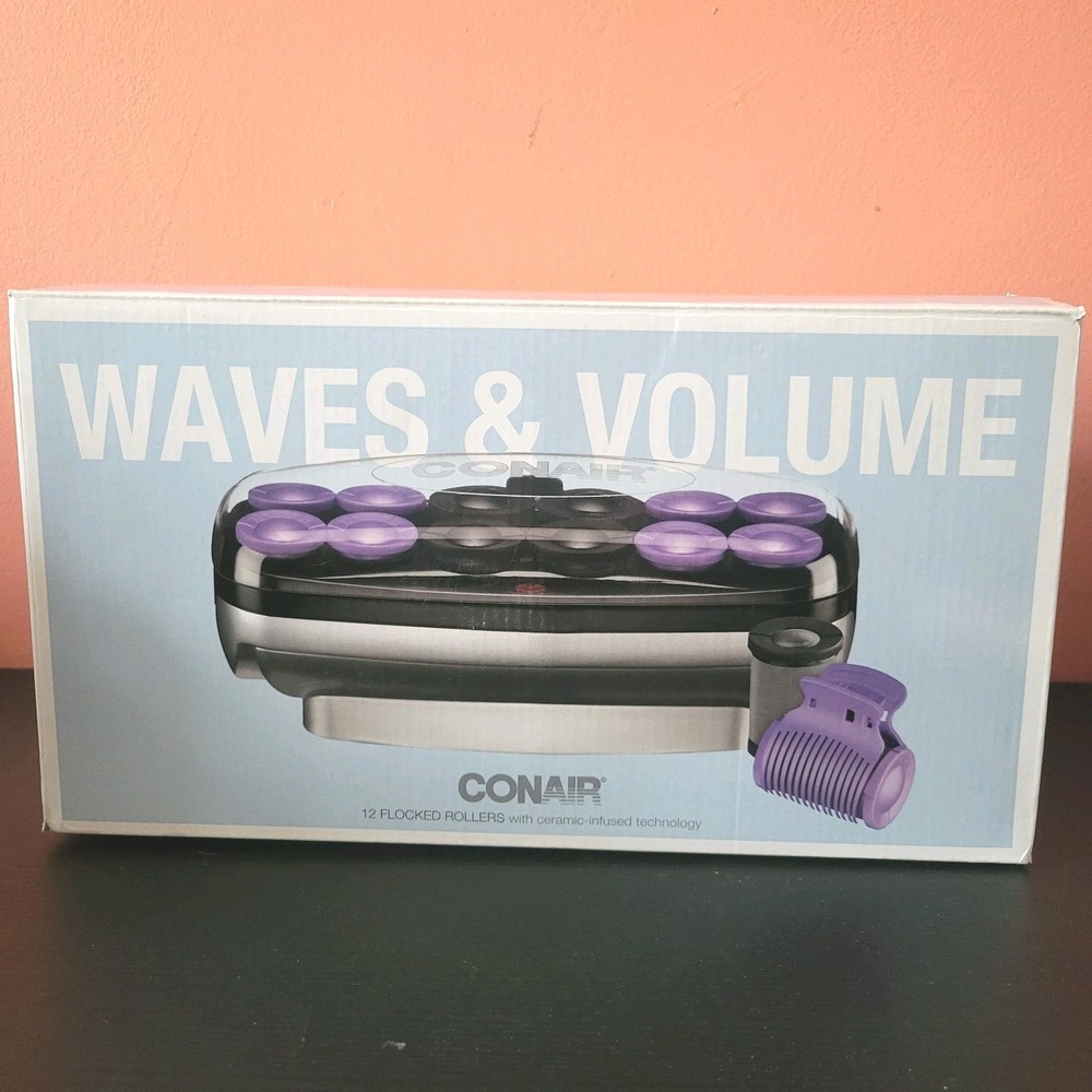 Conair Waves and Volume 12 Flocked Rollers Ceramic Infused Technology NEW IN BOX