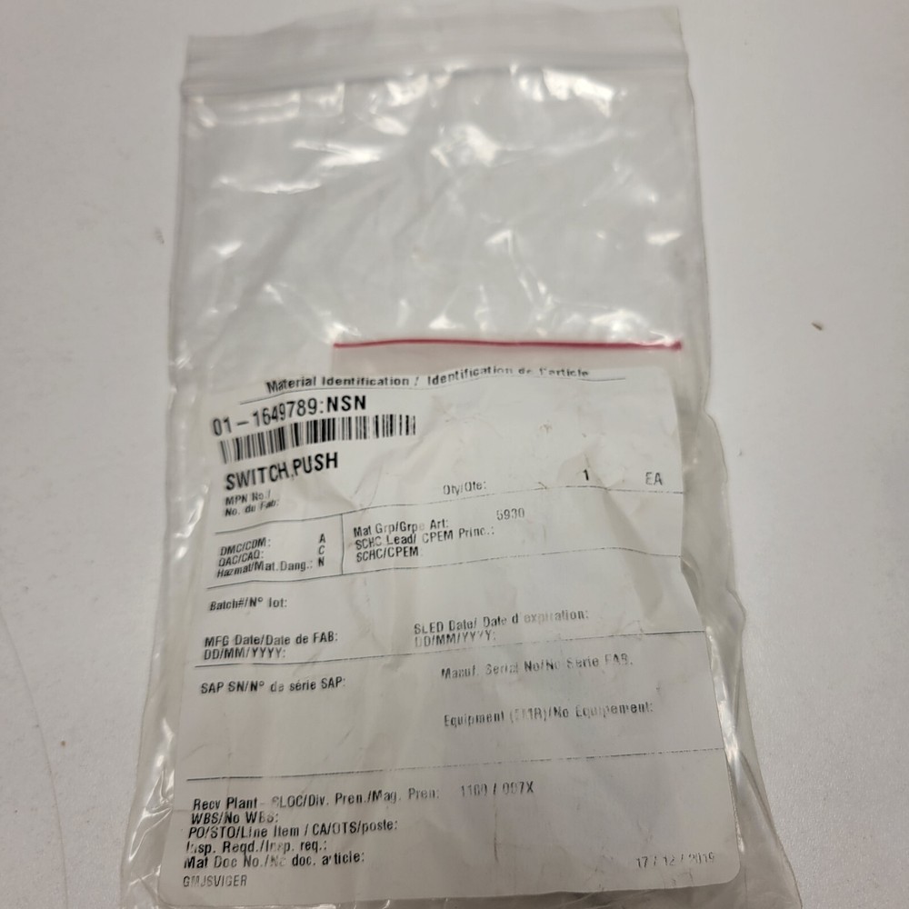 5930-01-164-9789 Push Switch 5189178-016