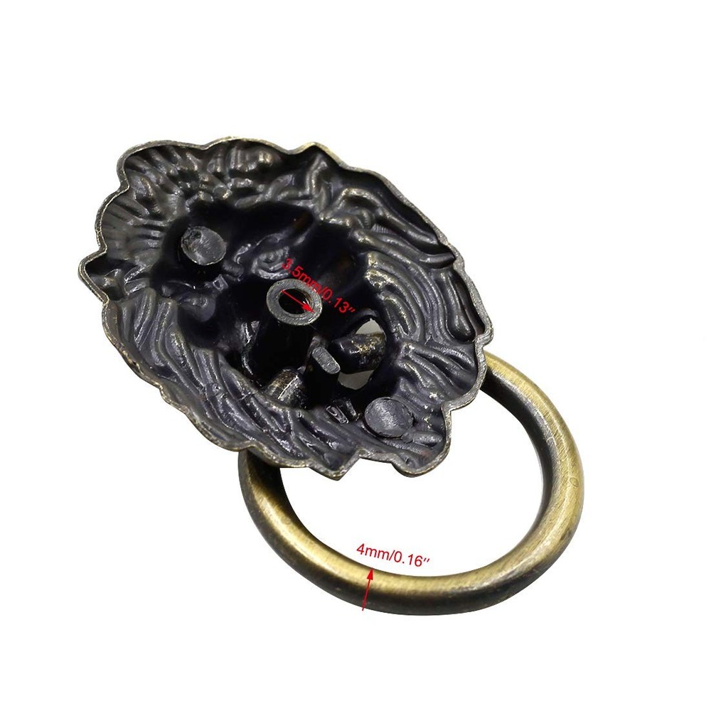 Luomorgo 12 Pack Cabinet Knobs Pulls Lion Head Ring Handle for Bronze