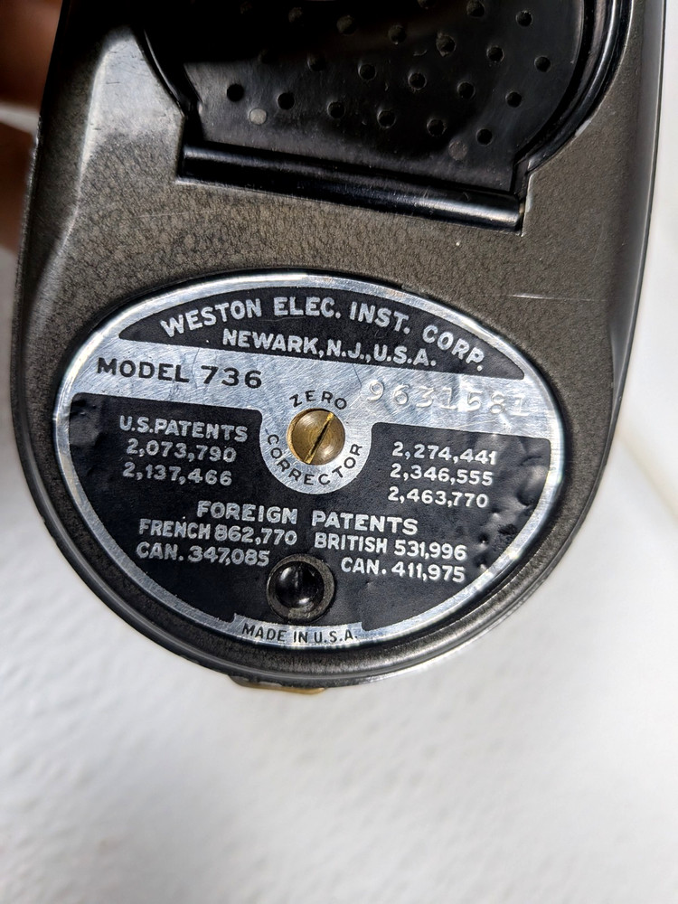 Weston Master II Model 736 Cine Exposure Light Meter - Tested, Nice Condition