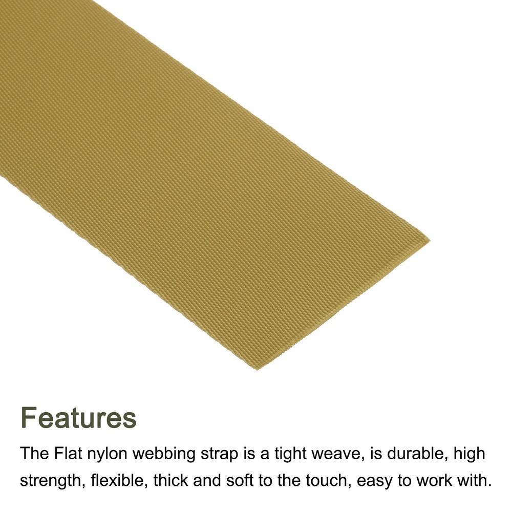 Flat Nylon Webbing Strap 2 Inch 5 Yards Light Brown for Backpack