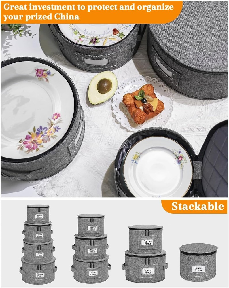 China Storage Containers, Dish Storage w/Hard Shell Top Side Bottom Support & Fe