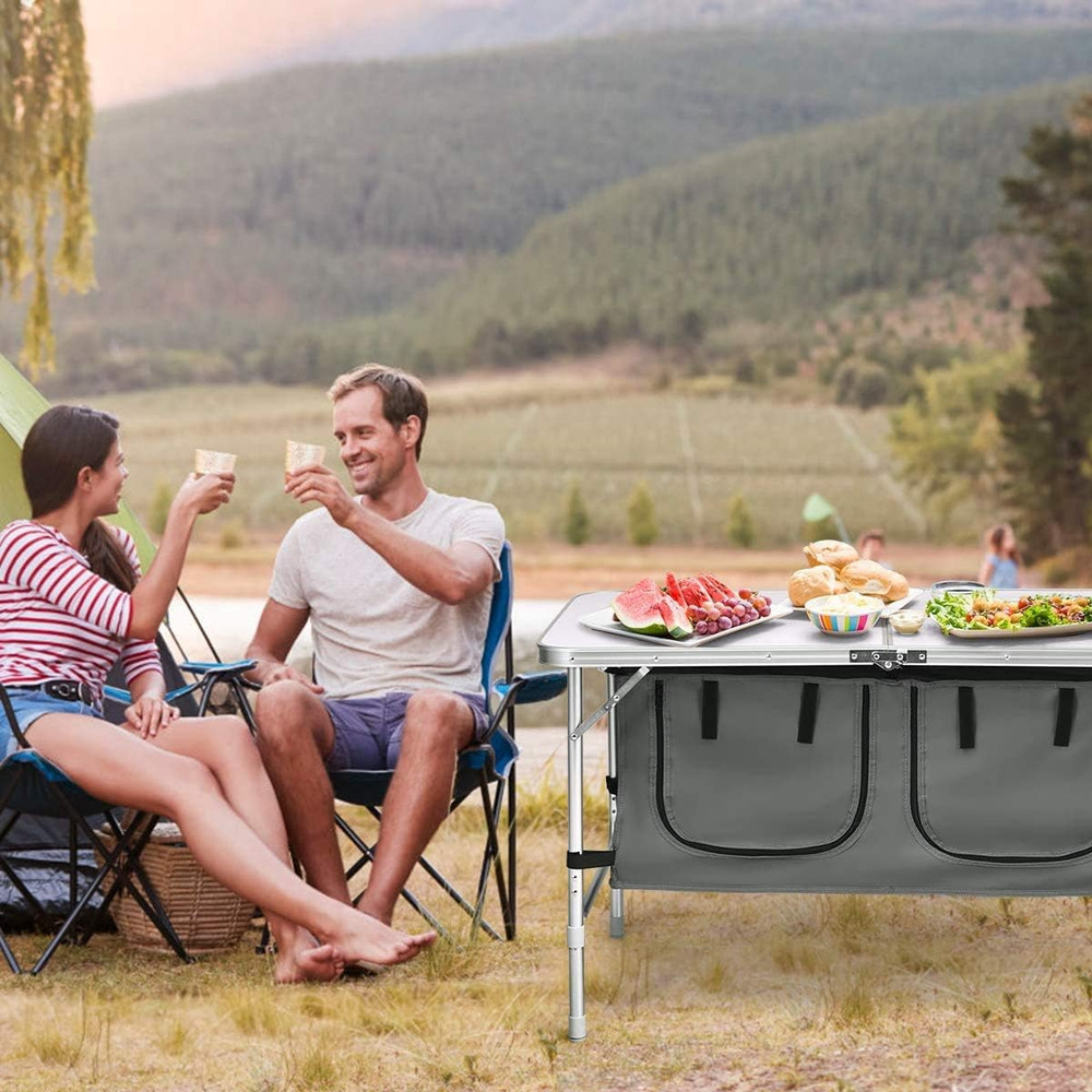 Camping Table Storage Aluminum Adjustable Outdoors Portable Tailgating