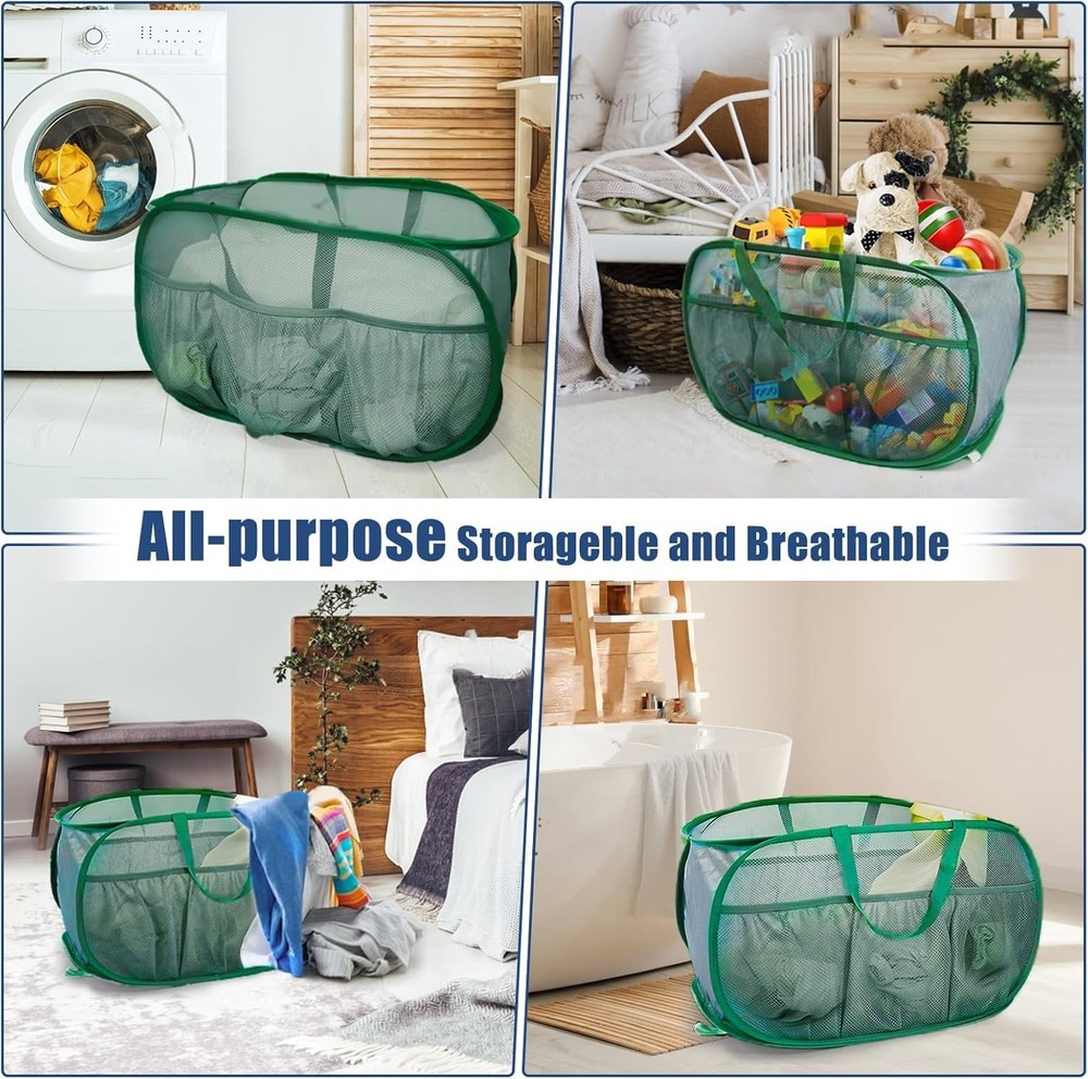 Collapsible Laundry Baskets 4 Pack Pop Up Hamper Mesh Foldable Clothes Bin