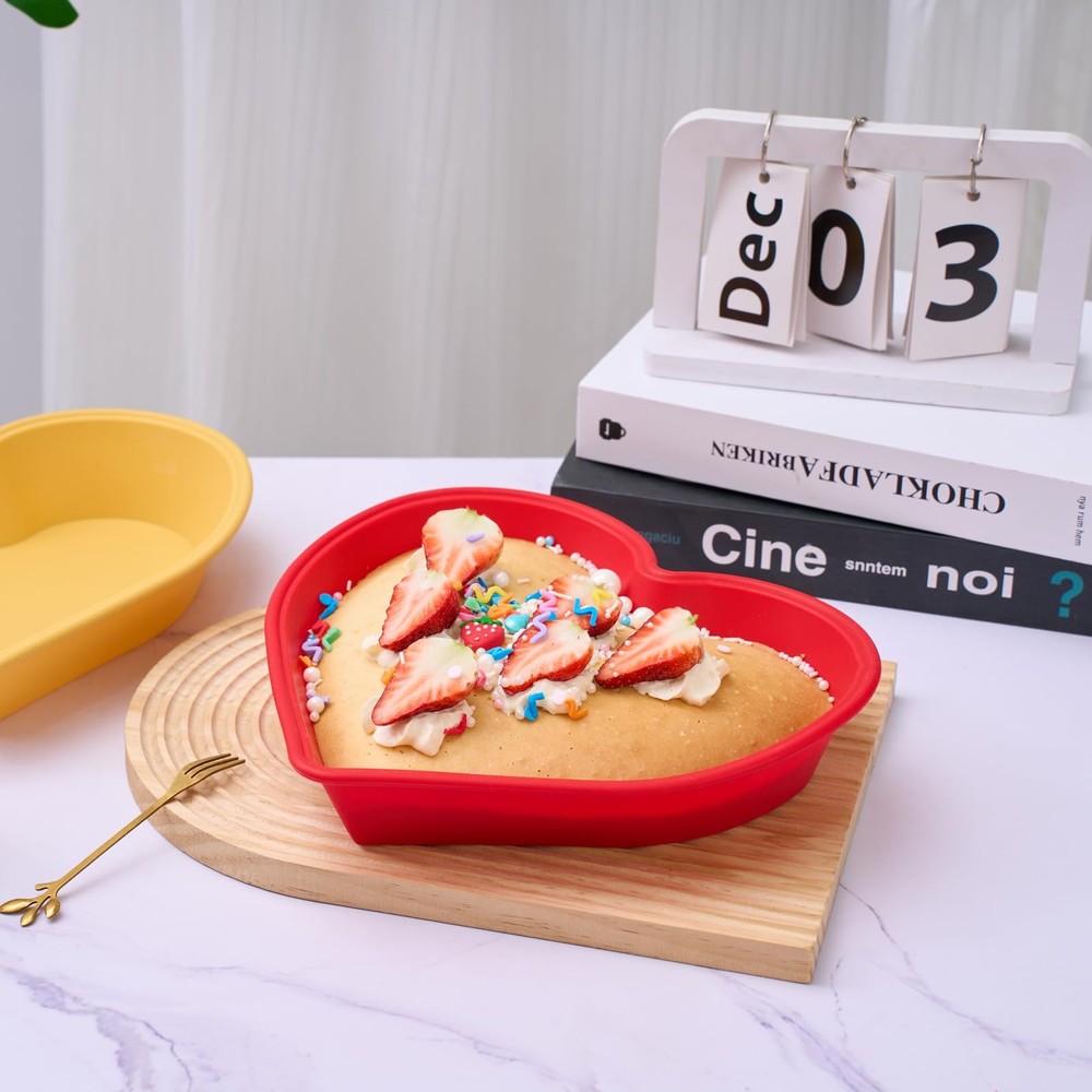 Silicone Heart Shaped Cake Pans 10 Inch 2 Pack