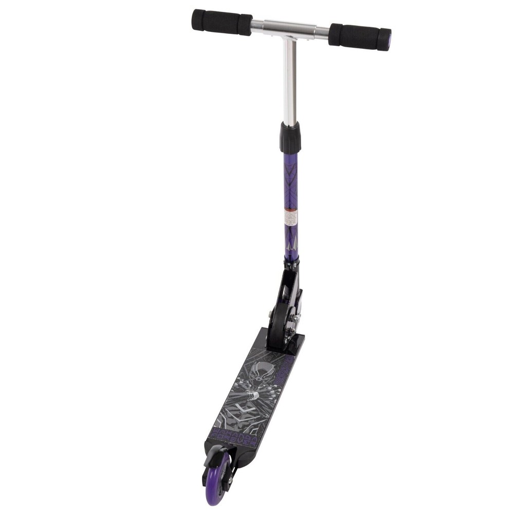 Huffy Marvel Black Panther Inline Scooter, Foldable, Non-Slip Deck, Purple/Black